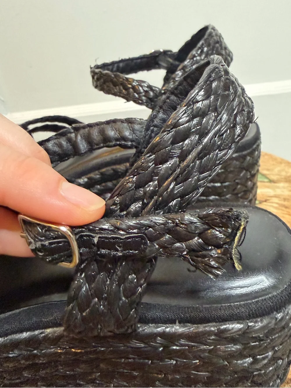 Woven Black Platform Sandals - Women’s 7.5